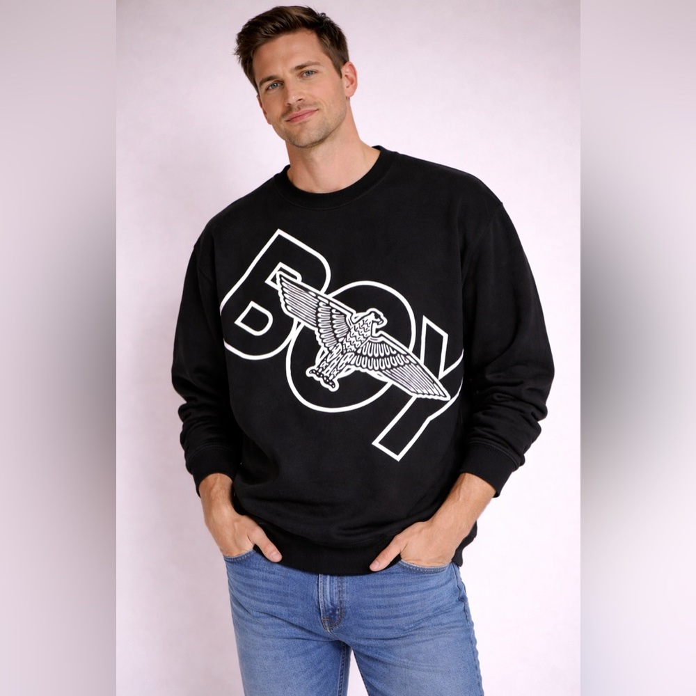 BOY London Oversized Graphic Crewneck Sweatshirt Black Size M